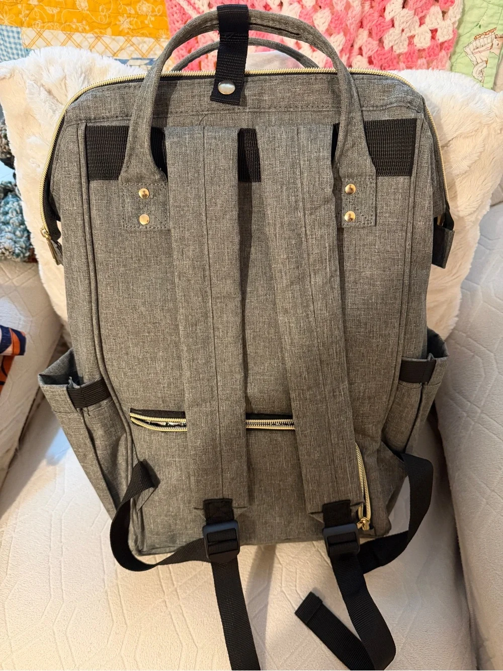 AFBP Gray Baby Diaper / Pump Backpack - Versatile Hands-Free Organizer